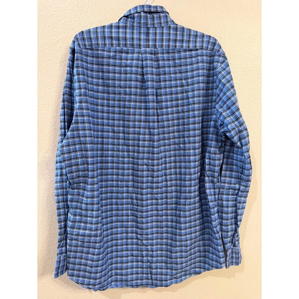 Polo Ralph Lauren Mens XL Classic Fit Blue Plaid Cotton Button Down Shirt